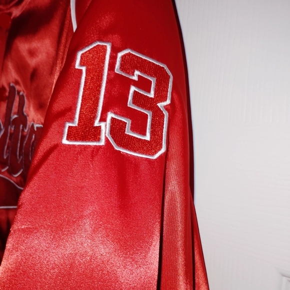 Red Delta Satin Bomber Jacket XL - Picture 3 of 7